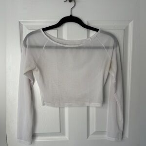 Buffbunny Sheer White Longsleeve Crop